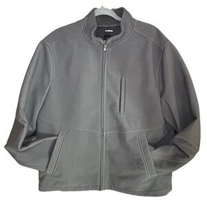 Claiborne Mens Full Zip Fleece Lined Bomber Jacket Size L Gray Gorpcore Clean